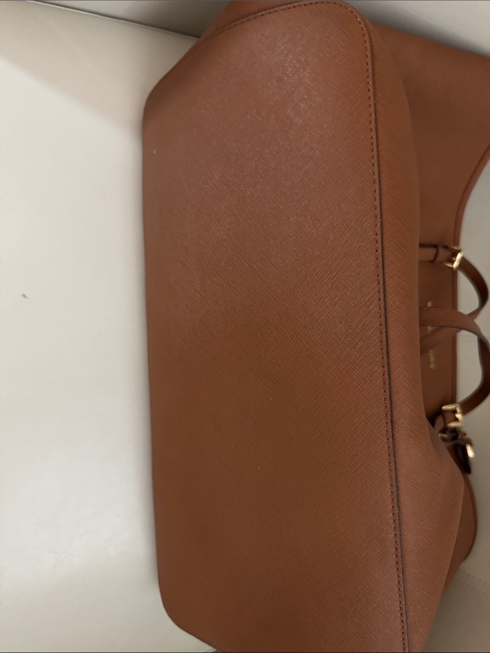 Michael Kors Collection Brown Leather Tote with Gold Accents - Picture 4 of 5